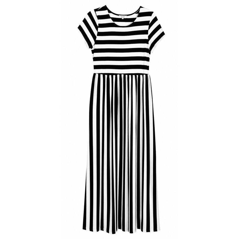 Jodifl Striped Maxi Dress Pockets Oversized Stretch Black White Sz S